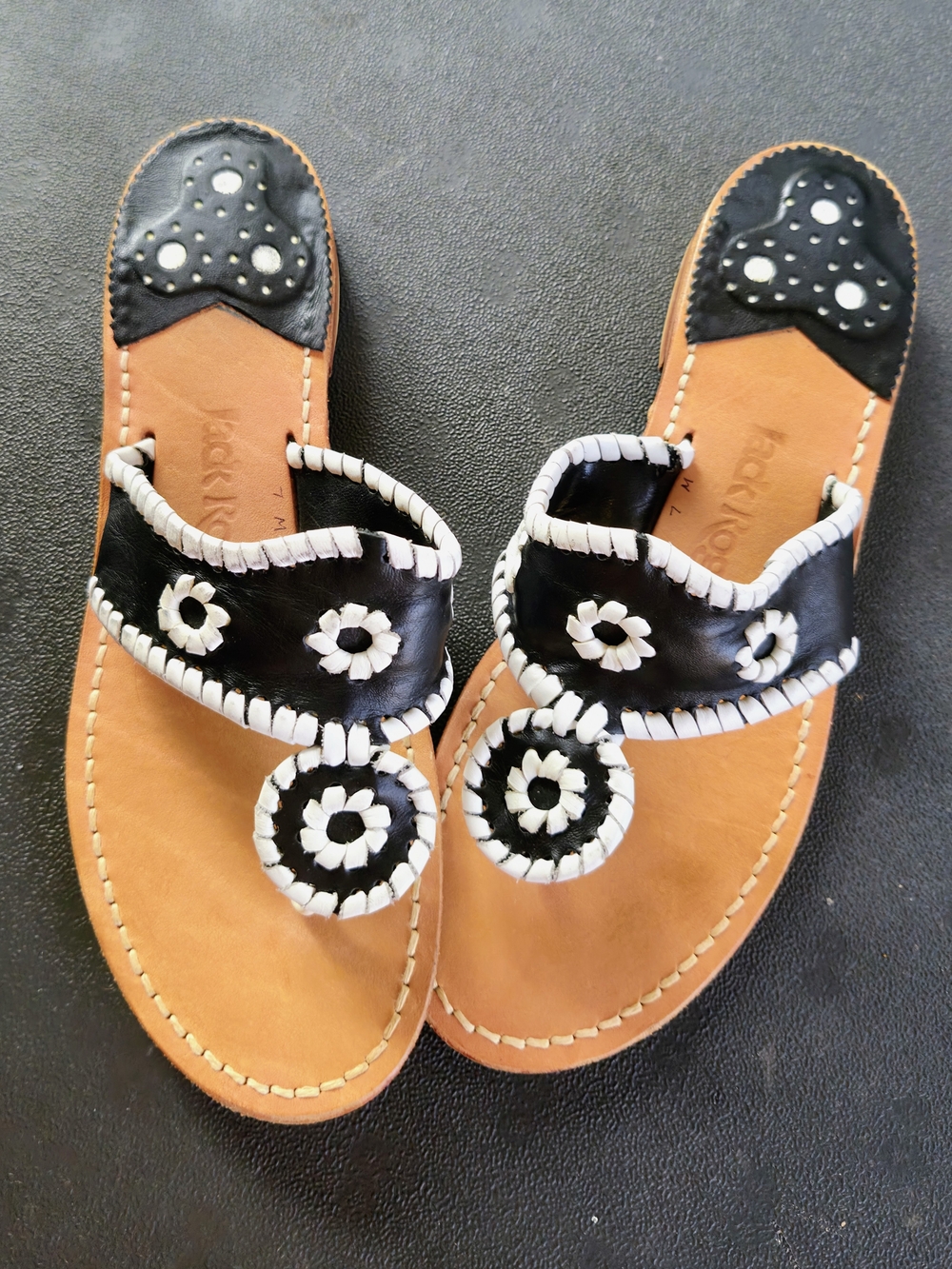 NEW Jack Rogers Black and White Sandals